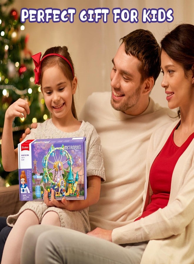 سلوبان مجموعة بناء قلعة عجلة فيريس في مدينة ملاهي سلوبان، مجموعة مكعبات بناء تعليمية STEM، هدية للأولاد والبنات من سن 6 إلى 10 سنوات (قلعة عجلة فيريس) - Image 5